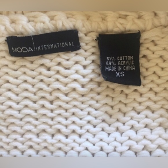 Moda international cream cable sweater top xs - Picture 2 of 2